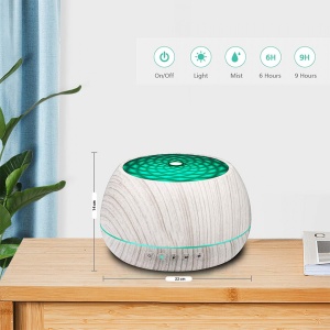 Difuzor aromaterapie pentru uleiuri esentiale, awwaline, cu ultrasunete, 1000 ml, timer, 7 culori LED, telecomanda, inchidere automata, White Wood - Img 2