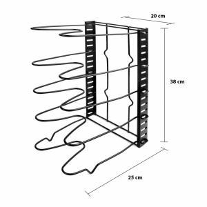 Etajera multifunctionala pentru tigai si capace, neagra, inaltime ajustabila, 5 rafturi - Img 4
