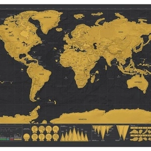 Harta razuibila World Map, Model Deluxe Large 59,4 x 82,5cm, tub si accesorii de razuit cadou - Img 7