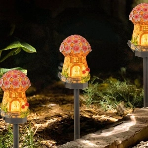 Lampa solara de gradina, awwaline, multicolor, model casuta din povesti AW-01, Senzor de lumina, IP65 impermeabil, 45 x 7 cm - Img 2