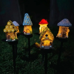 Lampa solara de gradina, awwaline, multicolor, model casuta din povesti AW-04, Senzor de lumina, IP65 impermeabil, 45 x 7 cm - Img 5