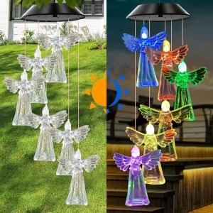 Lampa solara LED tip clopotei de vant, awwaline, multicolor, 6 ingerasi, impermeabil, incarcare solara - Img 7