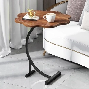 Masuta cafea forma floare, awwaline, lemn, maro, 39 x 39 x 60 cm - Img 3
