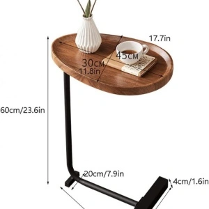 Masuta cafea ovala, awwaline, lemn, maro, C-Shaped, 45 x 30 x 60 cm - Img 7