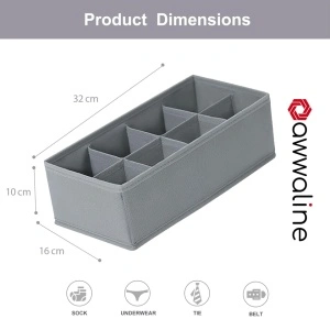 Organizator haine 8 compartimente, awwaline, gri, 16 x 32 x 10 cm, ideal pentru sosete, lenjerie intima, curele sau cravate - Img 2