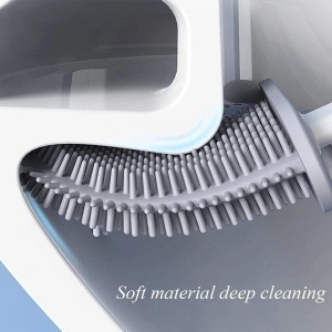 Perie WC din Silcon pentru Vasul de Toaleta, awwaline®, alba, cu Suport Autoadeziv pe Perete si Cap Flexibil - Img 3