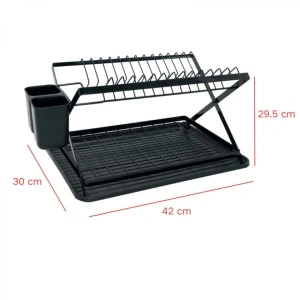 Scurgator vase pliabil cu sistem scurgere, awwaline, negru, 2 niveluri, 42 x 30 x 29.5 cm - Img 6