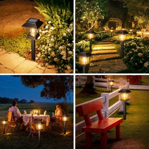 Set 2 Lampi Solare de gradina, awwaline, negru, Senzor de lumina, IP65 impermeabil, lumina LED calda, 3000K - Img 2