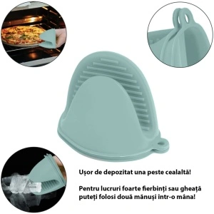 Set 2 manusi protectie pentru cuptor din silicon, awwaline, verde, 10 x 8 cm - Img 7
