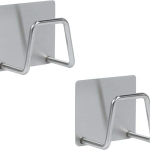 Set 2 suporturi autoadezive multifunctionale pentru bucatarie, awwaline, gri, ideale pentru burete de vase, capace, tocatoare, 5 x 5 cm