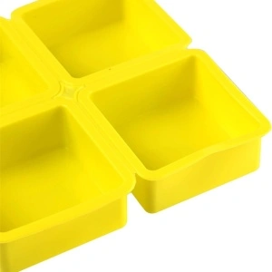 Set 4 forme silicon, awwaline, patrate, galben, ideale pentru briose, prajituri, oua, proiecte DIY, ceara, lumanari, sapun, rezistente la temperaturi -40 pana la 250 grade - Img 2