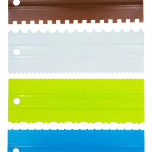 Set 4 raclete modelatoare tort, awwaline, multicolor, ideale pentru nivelare torturi si prajituri, 8 modele variate - Img 5