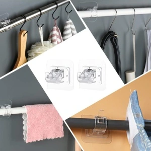Set 4 suporturi multifunctionale de fixare cu adeziv acrilic, awwaline, transparente, ideale pentru agatat si suspendat obiecte - Img 2
