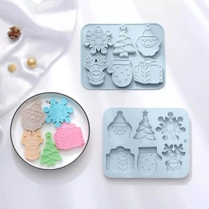 Set 6 forme silicon de Craciun, awwaline, albastru, ideale pentru ciocolata, bomboane, turta dulce, produse patiserie - Img 7