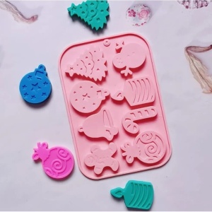Set 8 forme silicon de Craciun, awwaline, roz, ideale pentru ciocolata, bomboane, turta dulce, produse patiserie - Img 2