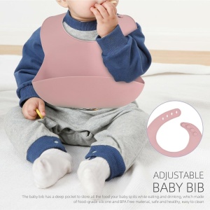 Set hranire bebelusi 5 piese pentru diversificare, awwaline, roz, silicon, BPA free, baveta, farfurie cu ventuza, pahar, lingurita si furculita - Img 6