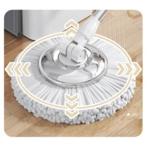 Set mop rotativ cu galeata, awwaline, Alb/Gri, storcator centrifuga, galeata portabila 10 litri, 4 rezerve mop, sistem evacuare apa - Img 4