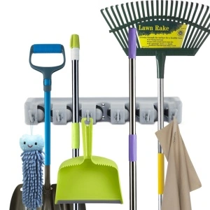 Suport de perete pentru maturi si mop, multifunctional, sistem ingenios de agatare - Img 2
