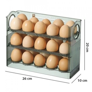 Suport organizator oua pentru frigider, awwaline, verde, capacitate 30 oua, 26 x 10 x 20 cm - Img 8