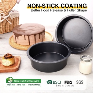 Tava copt rotunda, awwaline, otel carbon, gri, 21 x 6 cm, non stick, usor de curatat, ideala pentru tort, cheesecake - Img 5