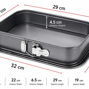 Tava de copt prajituri cu baza detasabila, awwaline, otel carbon, gri, dreptunghiulara, 29 x 19 x 4.5 cm, non stick, usor de curatat - Img 5