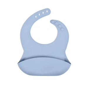 Baveta din silicon cu buzunar, awwaline, gri, BPA free, inchidere ajustabila, buzunar colector larg