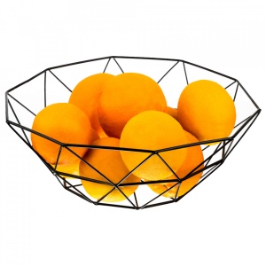 Cos de fructe, awwaline, Model cu Triunghiuri, Metal, Negru, 9x26cm - Img 1