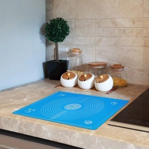 Covoras din silicon alimentar, 65 x 45 cm, awwaline®, ALBASTRU, rezistent la temperaturi ridicate, ideal pentru framantat aluat - Img 6