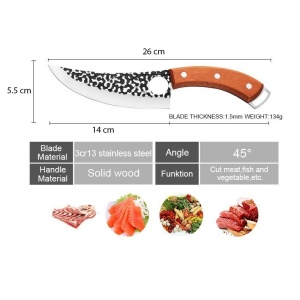 Cutit universal de bucatarie otel inoxidabil, awwaline, 26 x 5.5 cm, lama 14 cm, Maro, Antiaderent, ideal pentru Feliat, Tocat, Dezosat, Filetat, Decojit - Img 4