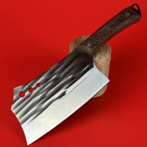 Cutit universal tip satar otel inoxidabil forjat la rece, awwaline, 29.5 x 10.5 cm, lama 17.7 cm, Maro, Antiaderent, ideal pentru Feliat, Transat, Tocat - Img 2