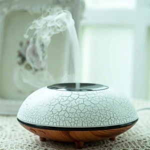 Difuzor aromaterapie pentru uleiuri esentiale, awwaline, cu ultrasunete, 260 ml, alb/stejar deschis, 7 culori LED - Img 2