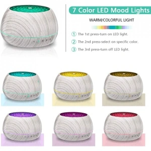 Difuzor aromaterapie pentru uleiuri esentiale, awwaline, cu ultrasunete, 1000 ml, timer, 7 culori LED, telecomanda, inchidere automata, White Wood - Img 3