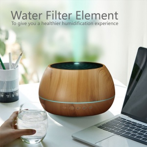 Difuzor aromaterapie pentru uleiuri esentiale, awwaline, cu ultrasunete, 1000 ml, timer, 7 culori LED, telecomanda, inchidere automata, Stejar - Img 6