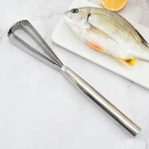 Dispozitiv curatat solzi de peste, awwaline, inox, argintiu, lame duble zimtate, maner ergonomic, 25.8 x 4.2 cm - Img 4