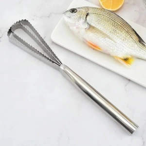 Dispozitiv curatat solzi de peste, awwaline, inox, argintiu, lame duble zimtate, maner ergonomic, 25.8 x 4.2 cm - Img 4