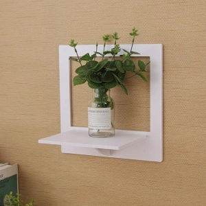 Etajera de perete patrata, awwaline, alba, PVC, 29 cm x 29 cm, cu suport depozitare - Img 8