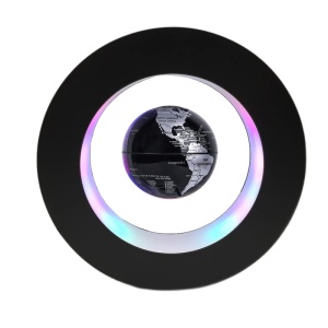 Glob pamantesc magnetic plutitor cu iluminare LED, awwaline, negru, rotund, 18 cm x 18 cm x 5 cm - Img 1