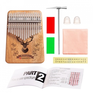 Kalimba, instrument muzical cu 17 Note, awwaline, lemn maro, model cerb - Img 3