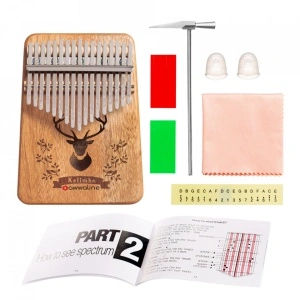 Kalimba, instrument muzical cu 17 Note, awwaline, lemn maro, model cerb - Img 3