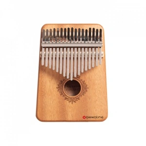 Kalimba, instrument muzical cu 17 Note, awwaline, lemn natur, model floral rotund