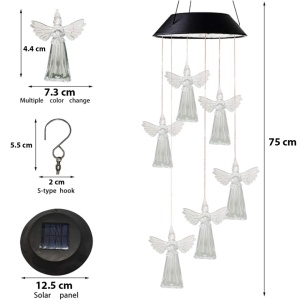 Lampa solara LED tip clopotei de vant, awwaline, multicolor, 6 ingerasi, impermeabil, incarcare solara - Img 8
