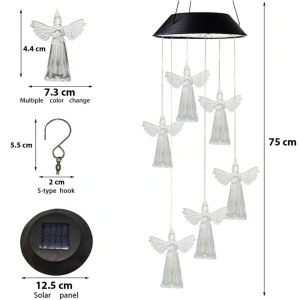 Lampa solara LED tip clopotei de vant, awwaline, multicolor, 6 ingerasi, impermeabil, incarcare solara - Img 8
