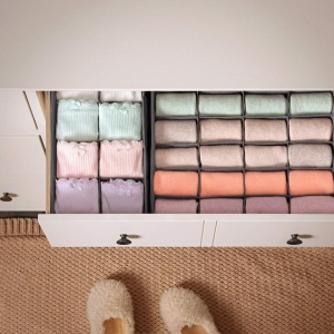 Organizator haine 8 compartimente, awwaline, gri, 16 x 32 x 10 cm, ideal pentru sosete, lenjerie intima, curele sau cravate - Img 3
