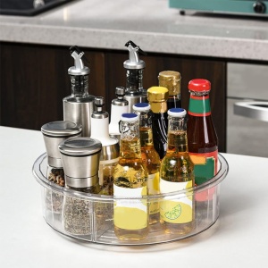 Platou rotativ tip tava pentru frigider sau dulap, awwaline, transparent, suprafata antialunecare, rotatie 360 grade, 30.5 x 30.5 x 9 cm - Img 6