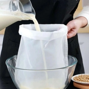 Punga de strecurare lapte vegan din migdale si nuci, awwaline, Nylon, Reutilizabila, 20x30 cm - Img 3