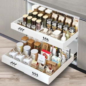 Sertar extensibil din metal, awwaline, alb, cu 3 glisiere autoadezive, extragere 80%, 32-52 cm x 42 cm x 6 cm - Img 5