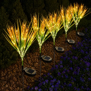 Set 2 lampi solare de gradina, awwaline, Galben/Verde, model Spic de Grau, Senzor de lumina, IP65 impermeabil - Img 3