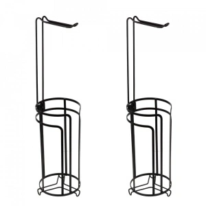 Set 2 suporturi hartie igienica cu depozitare, awwaline, negru, metal, 15 x 65 cm