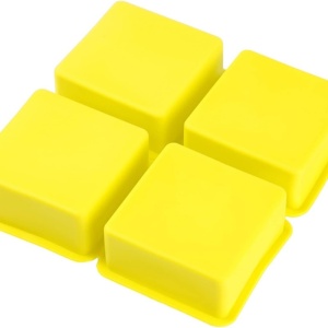 Set 4 forme silicon, awwaline, patrate, galben, ideale pentru briose, prajituri, oua, proiecte DIY, ceara, lumanari, sapun, rezistente la temperaturi -40 pana la 250 grade - Img 3