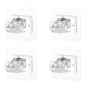 Set 4 suporturi multifunctionale de fixare cu adeziv acrilic, awwaline, transparente, ideale pentru agatat si suspendat obiecte - Img 3